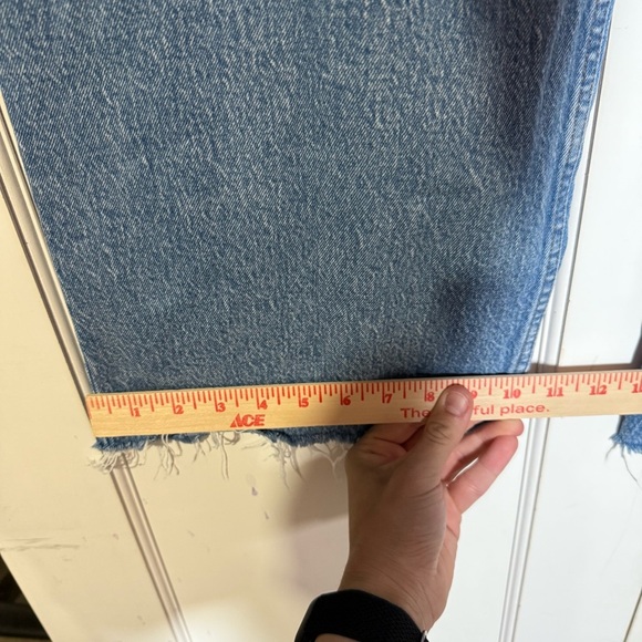 Abercrombie & Fitch 90s Relaxed Jean High Rise Size 34 / 18 LONG Blue Wash Wide - Picture 7 of 10